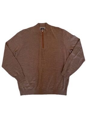 JOHNNIE-O Merino Wool Quarter Zip Raynor Pullover Sweater Men’s XL Walnut Brown